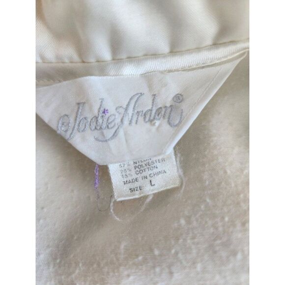 Vintage 80s Jodie Arden Long Sleeve Lace Pleated Nightgown L White Satin - Picture 6 of 6